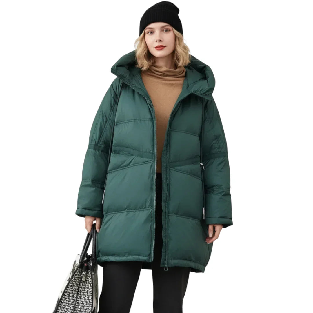 Women winter jacket with hood - long and warm design