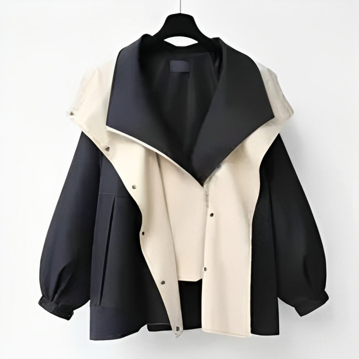 Vannavstøtende oversized trenchcoat for kvinner med dobbel krage