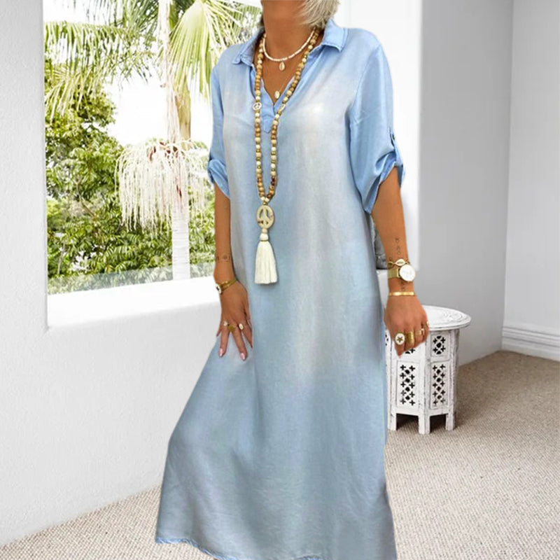 Dongeri-dress for women - V-neck and buttons - Casual style