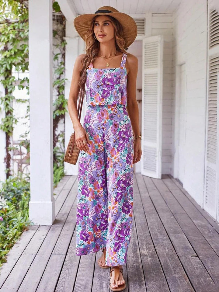 Women flower pressure back relaxed romper - elegant and breathable comfort