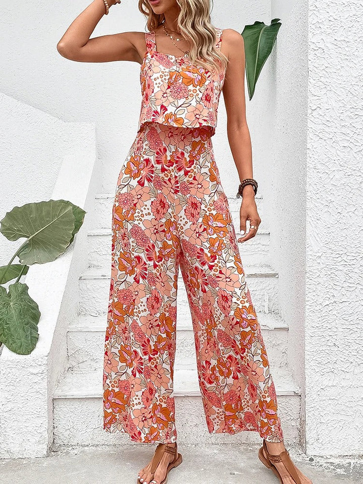 Women flower pressure back relaxed romper - elegant and breathable comfort