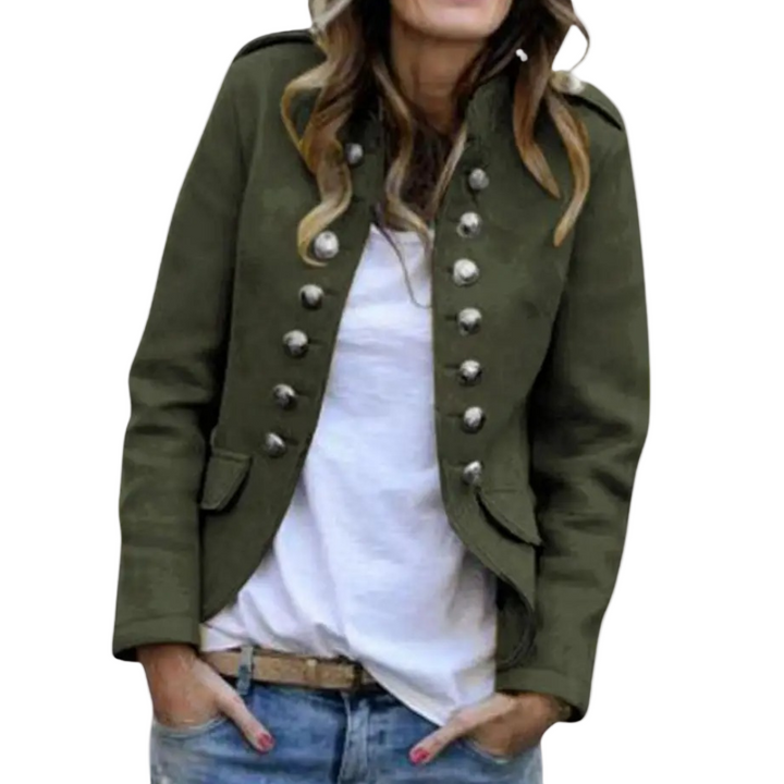 Elegant Dameblazer with Stand-Up Collar for A Sophisticated Look