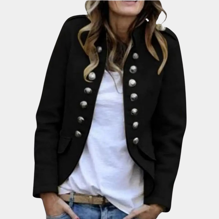 Elegant Dameblazer with Stand-Up Collar for A Sophisticated Look