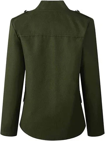 Elegant Dameblazer with Stand-Up Collar for A Sophisticated Look