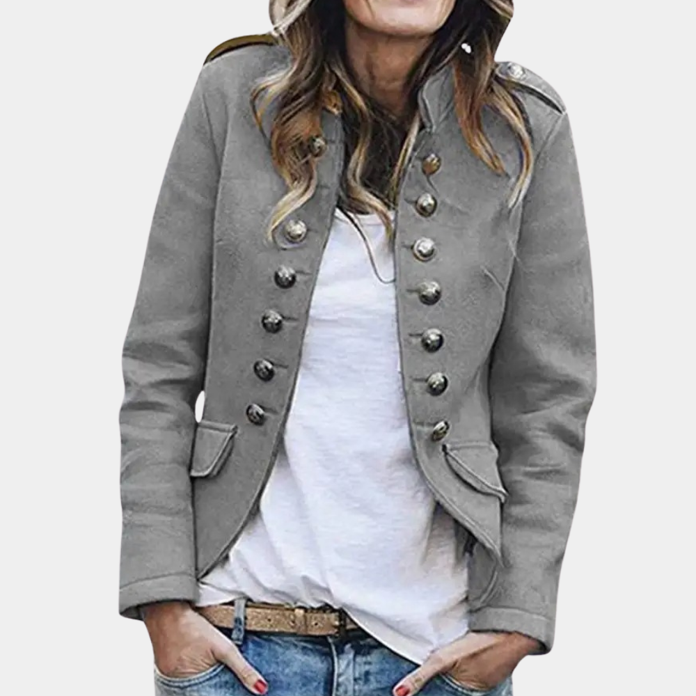 Elegant Dameblazer with Stand-Up Collar for A Sophisticated Look
