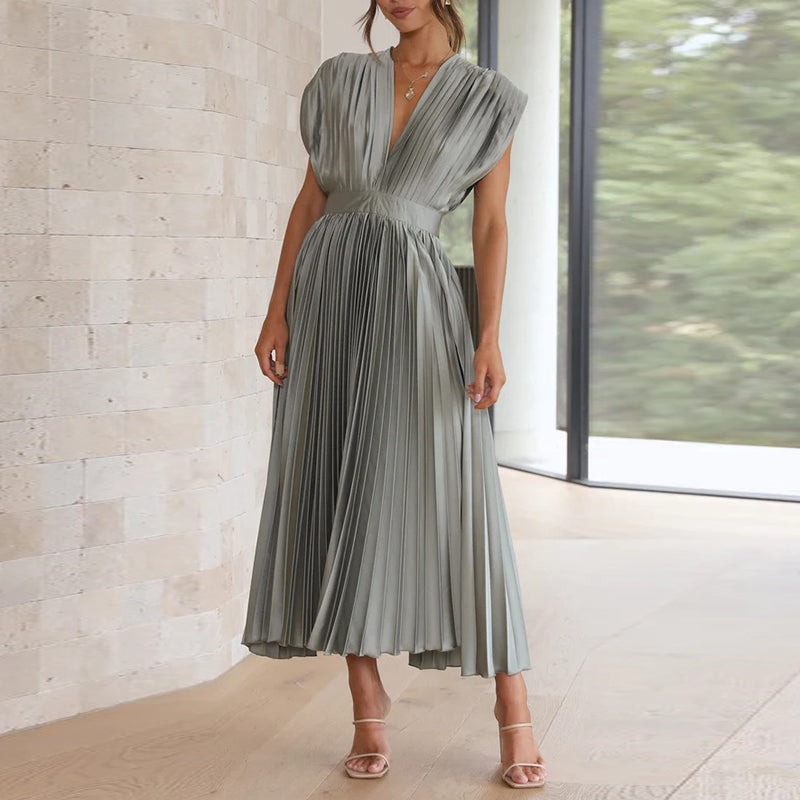 Women V-Neck Dress without Sleeves – Elegant and Comfortable