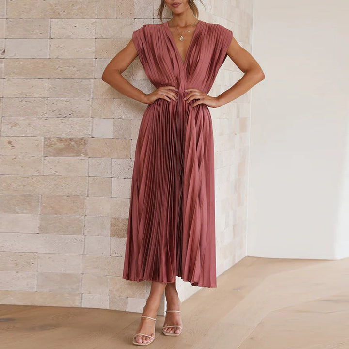 Women V-Neck Dress without Sleeves – Elegant and Comfortable