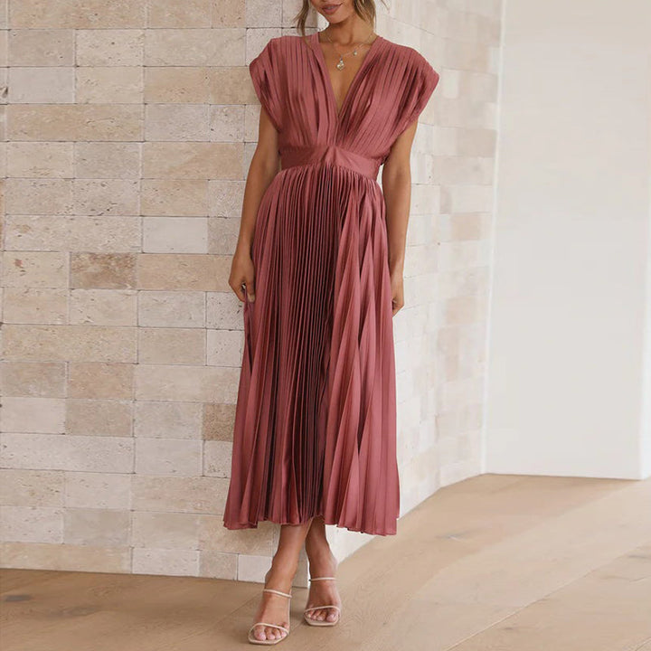 Women V-Neck Dress without Sleeves – Elegant and Comfortable