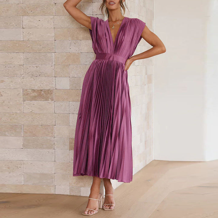 Women V-Neck Dress without Sleeves – Elegant and Comfortable