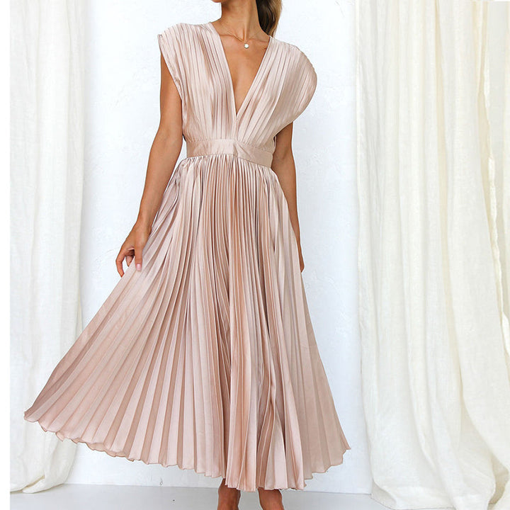 Women V-Neck Dress without Sleeves – Elegant and Comfortable