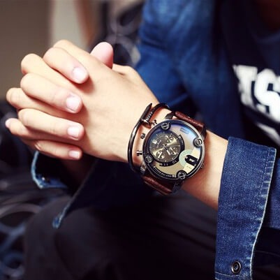 Elegant man clock in leather - timeless style for every occasion