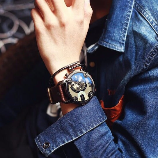 Elegant man clock in leather - timeless style for every occasion