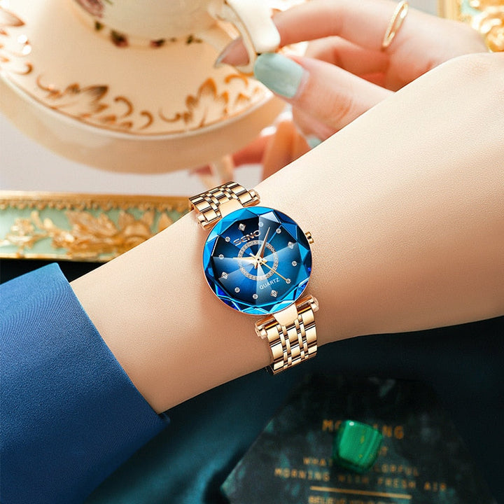 Elegant quartz watch with star sky design for women