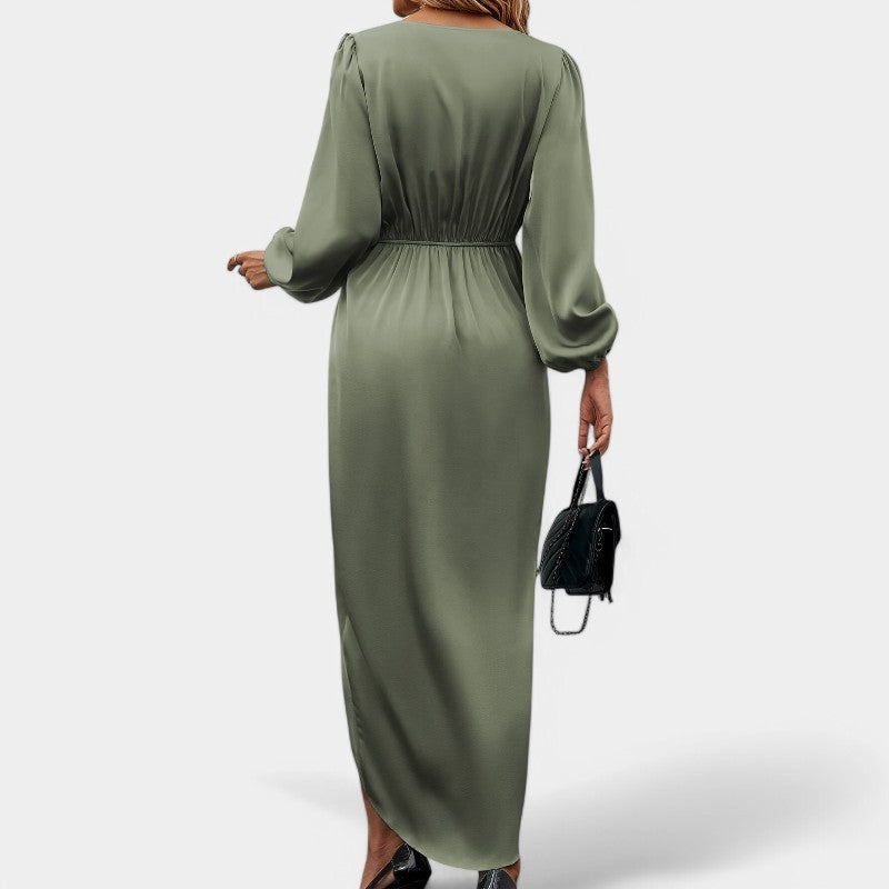 Women Maxi dress Long-sleeved With High Slit