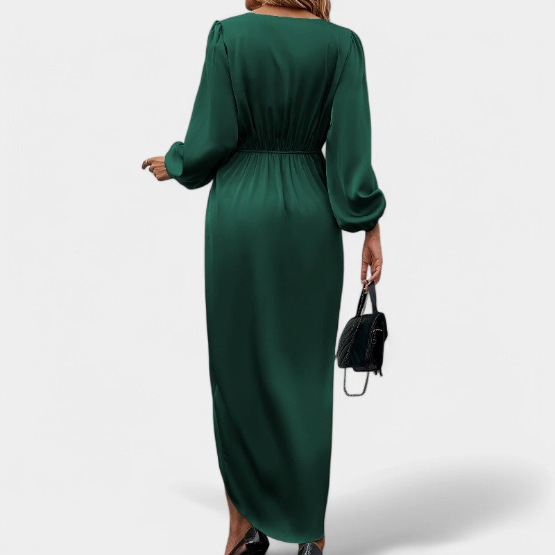 Women Maxi dress Long-sleeved With High Slit