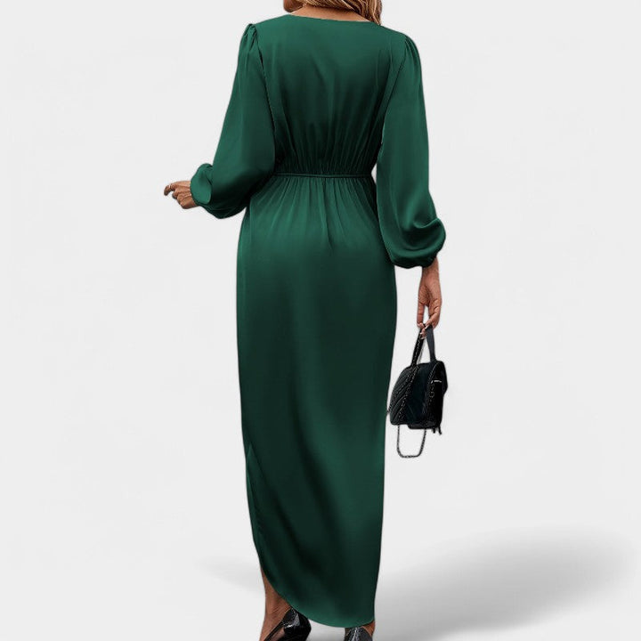 Women Maxi dress Long-sleeved With High Slit