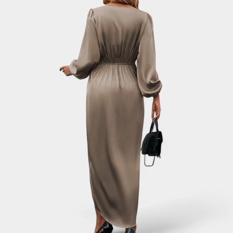 Women Maxi dress Long-sleeved With High Slit