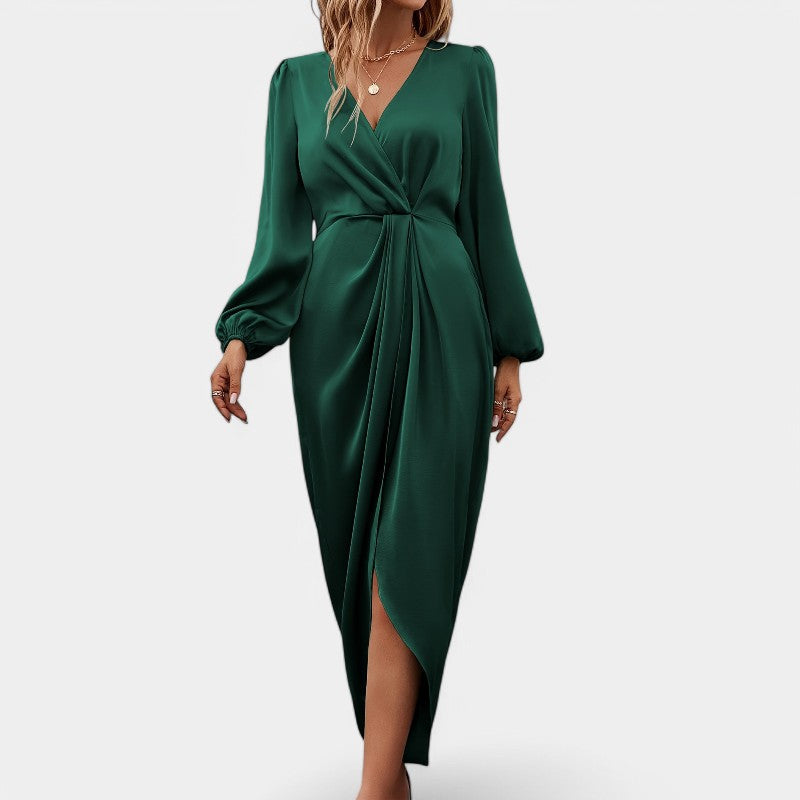 Women Maxi dress Long-sleeved With High Slit