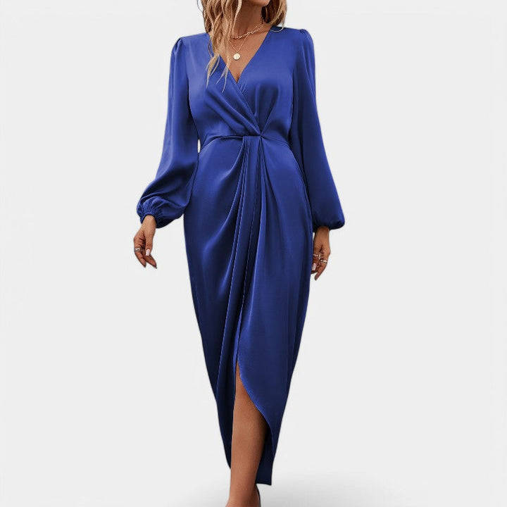 Women Maxi dress Long-sleeved With High Slit