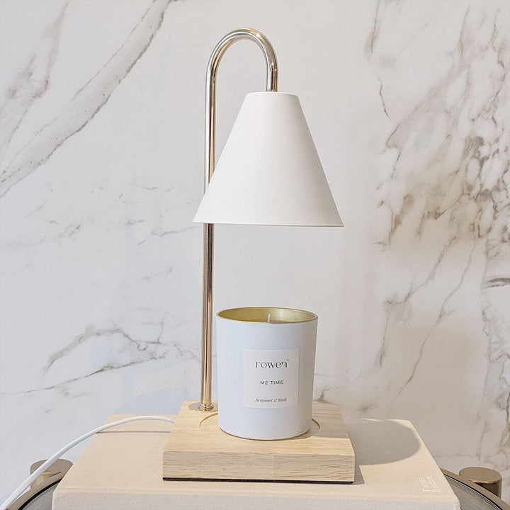 Elegant Candle Warmer with Gold – White and Light Blue