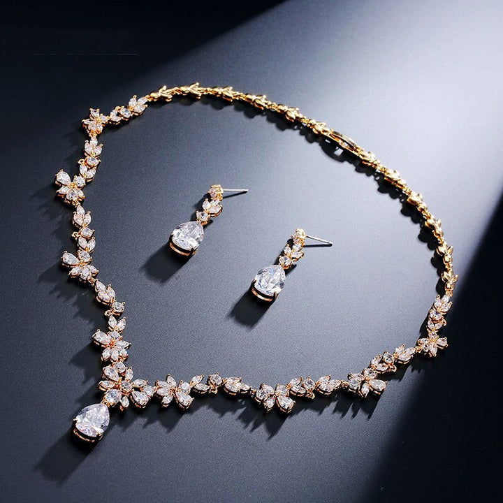 Women crystal smykker set with kubisk zirko nine