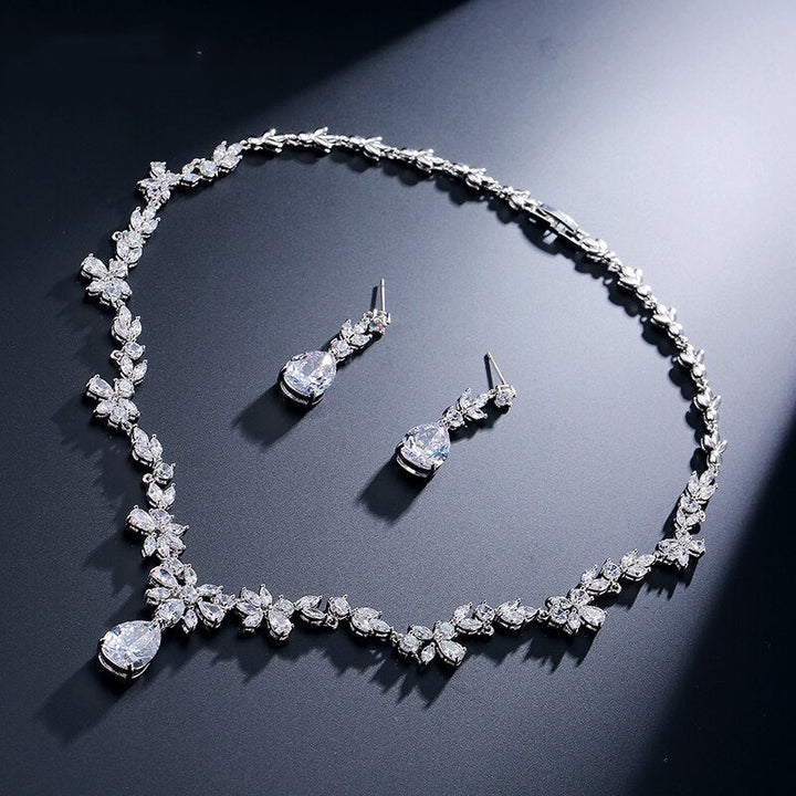 Women crystal smykker set with kubisk zirko nine