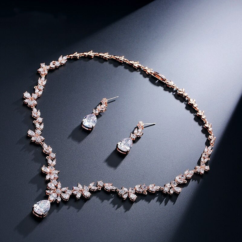 Women crystal smykker set with kubisk zirko nine