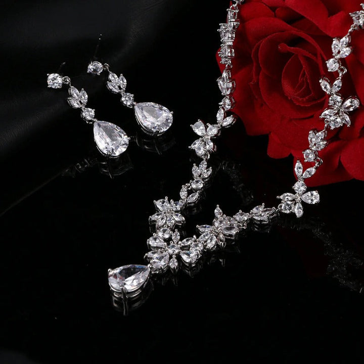 Women crystal smykker set with kubisk zirko nine
