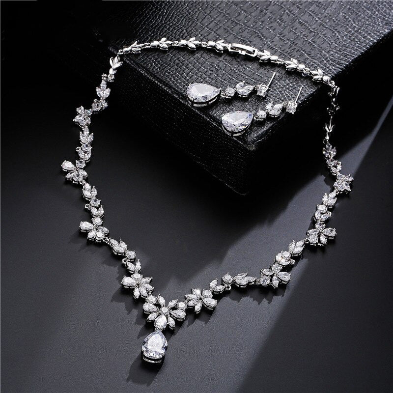 Women crystal smykker set with kubisk zirko nine