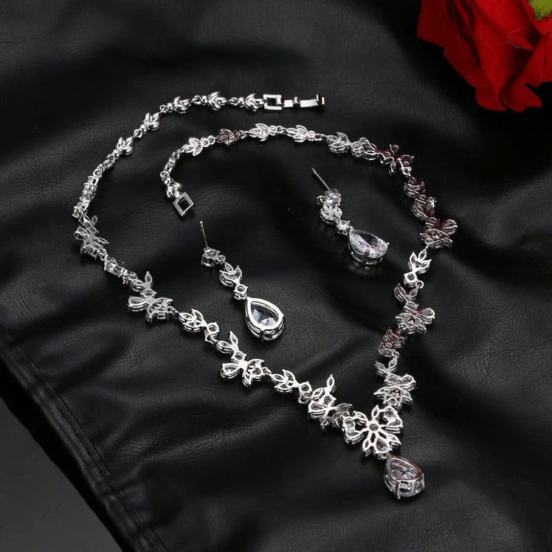 Women crystal smykker set with kubisk zirko nine