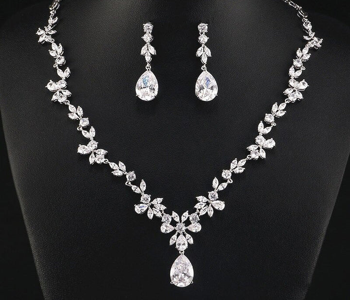 Women crystal smykker set with kubisk zirko nine