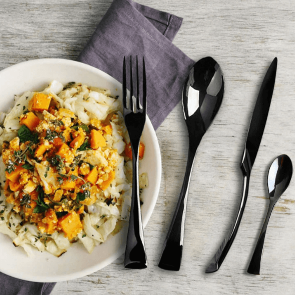 Elegant Black Stainless Steel Cutlery Set