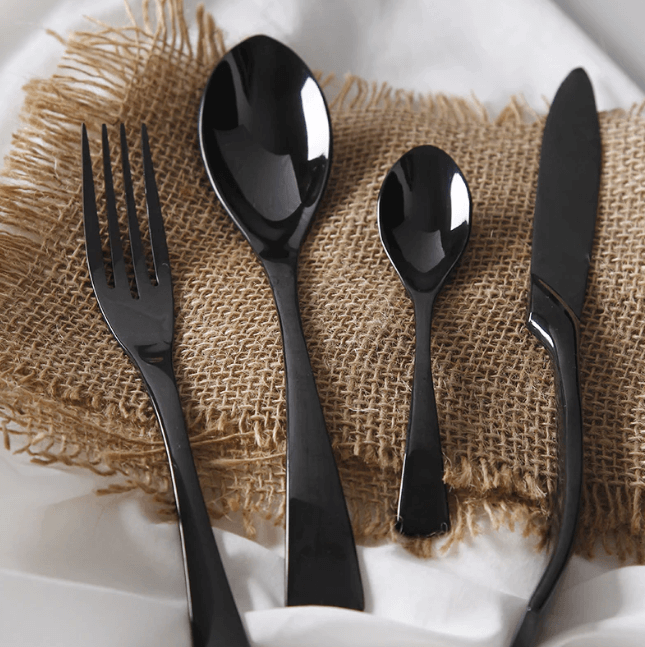 Elegant Black Stainless Steel Cutlery Set