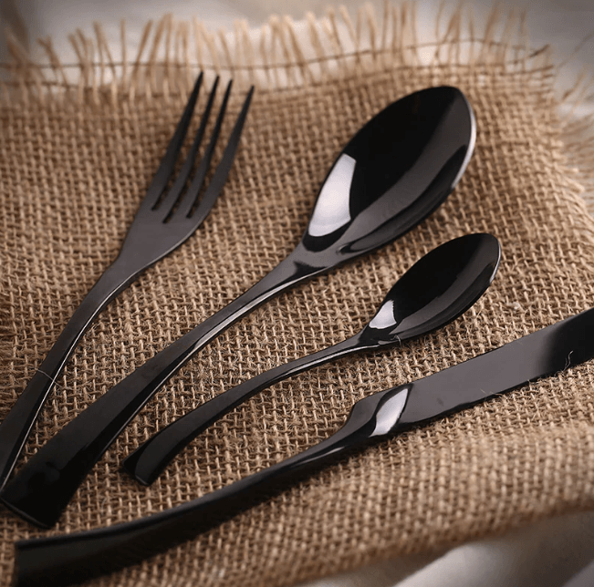 Elegant Black Stainless Steel Cutlery Set