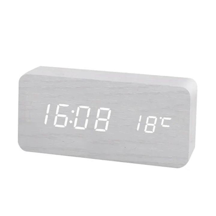 Wood LED Digitalt Vekkerklokke - Stylish with Temperaturvisning