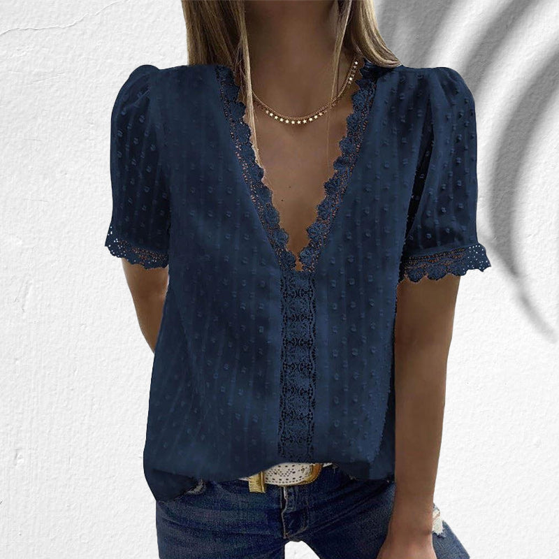 Elegant V-Neck Blouse | Engelsk Lace | Fashionable and Comfortable