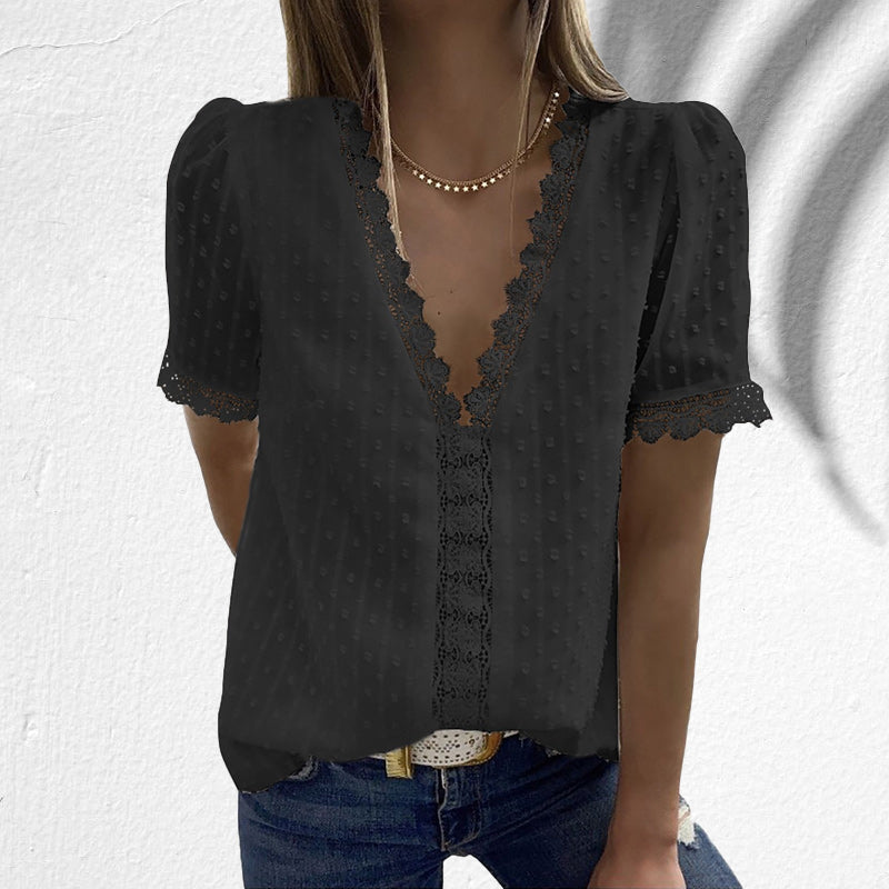 Elegant V-Neck Blouse | Engelsk Lace | Fashionable and Comfortable