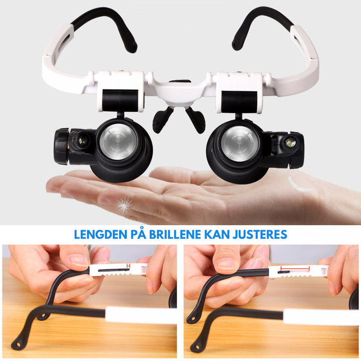 LED-glasses with Magnifying glass and Adjustable Lenses