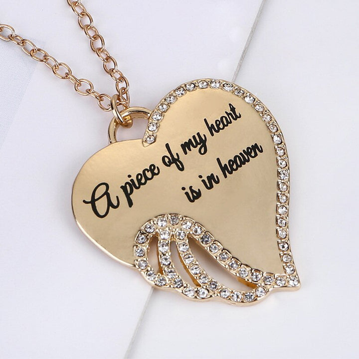 Engle wing heart neck chain for women - memory jewellery