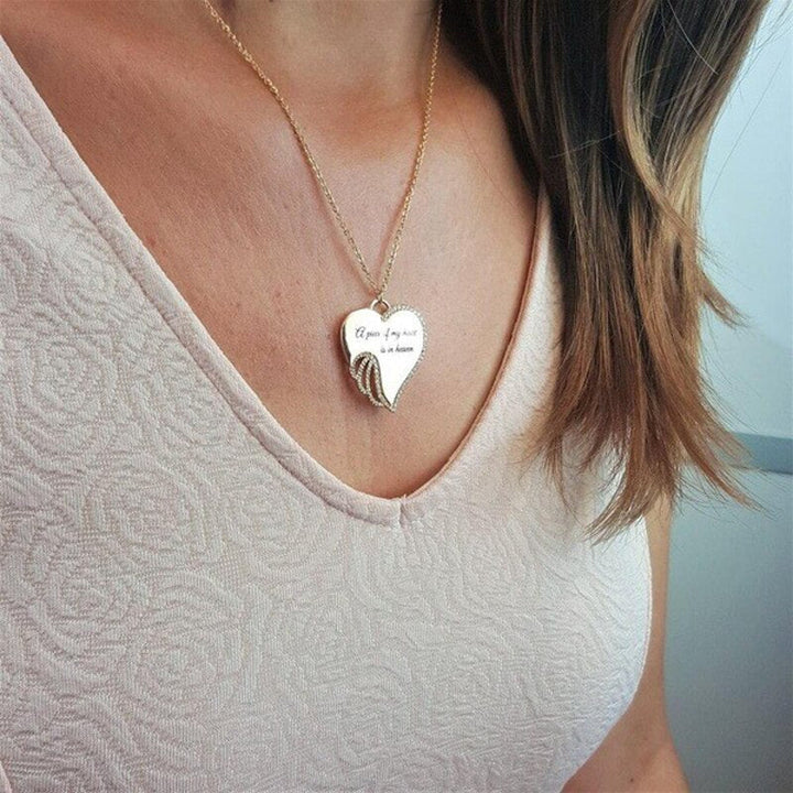 Engle wing heart neck chain for women - memory jewellery