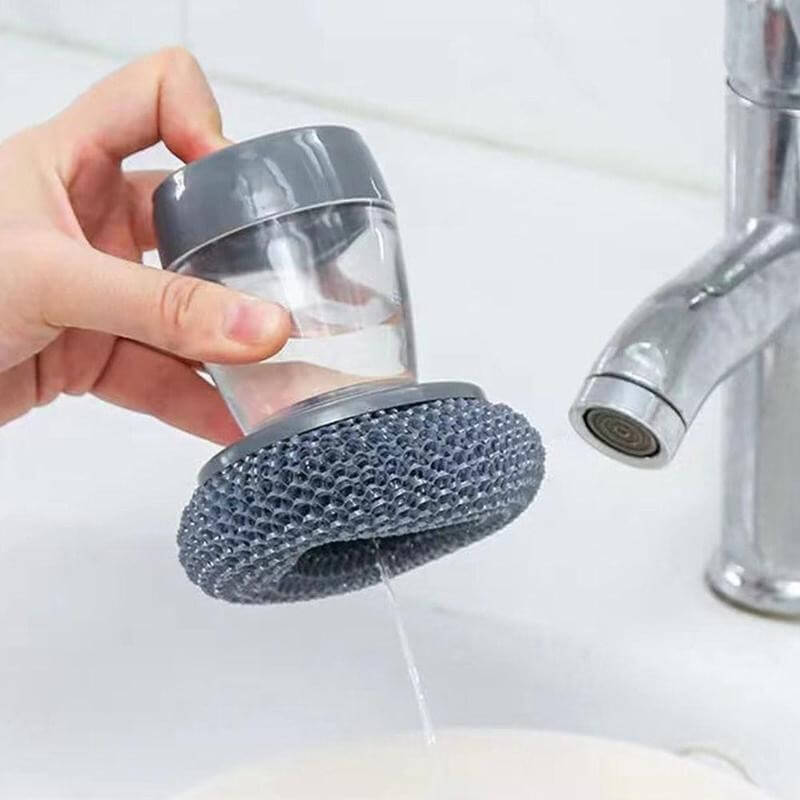 Ergonomic Soap-Dispensing Scrubber for Effective Kitchen Cleaning