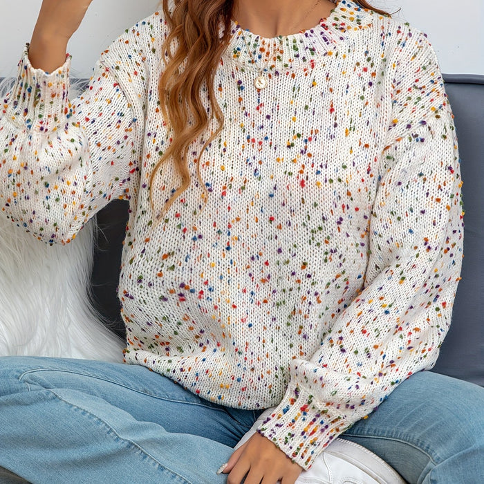 Women's Confetti Knit Jumper Round Neck Long Sleeve