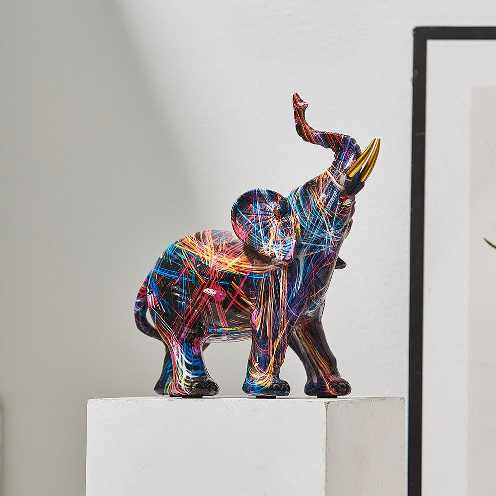 Colourful graffiti elephant decoration