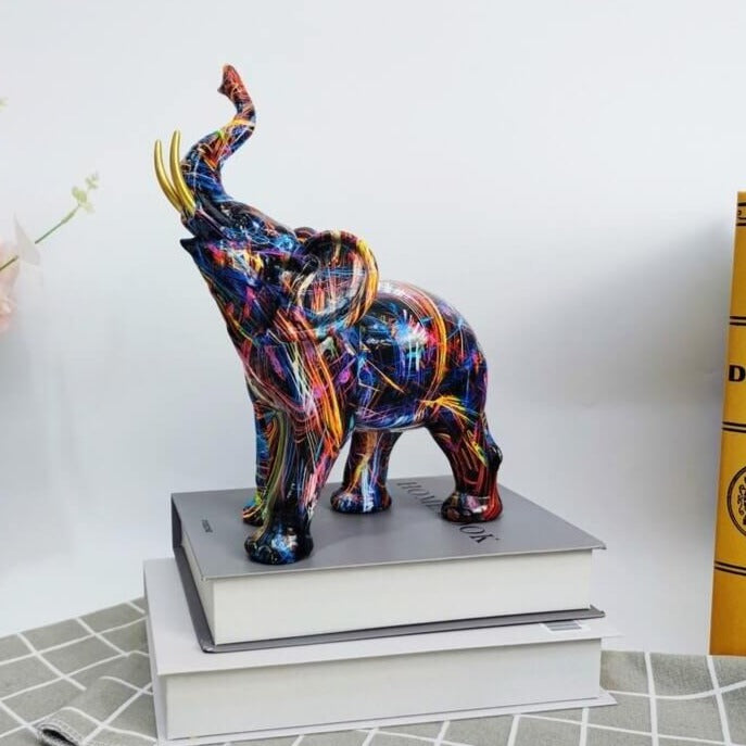 Colourful graffiti elephant decoration