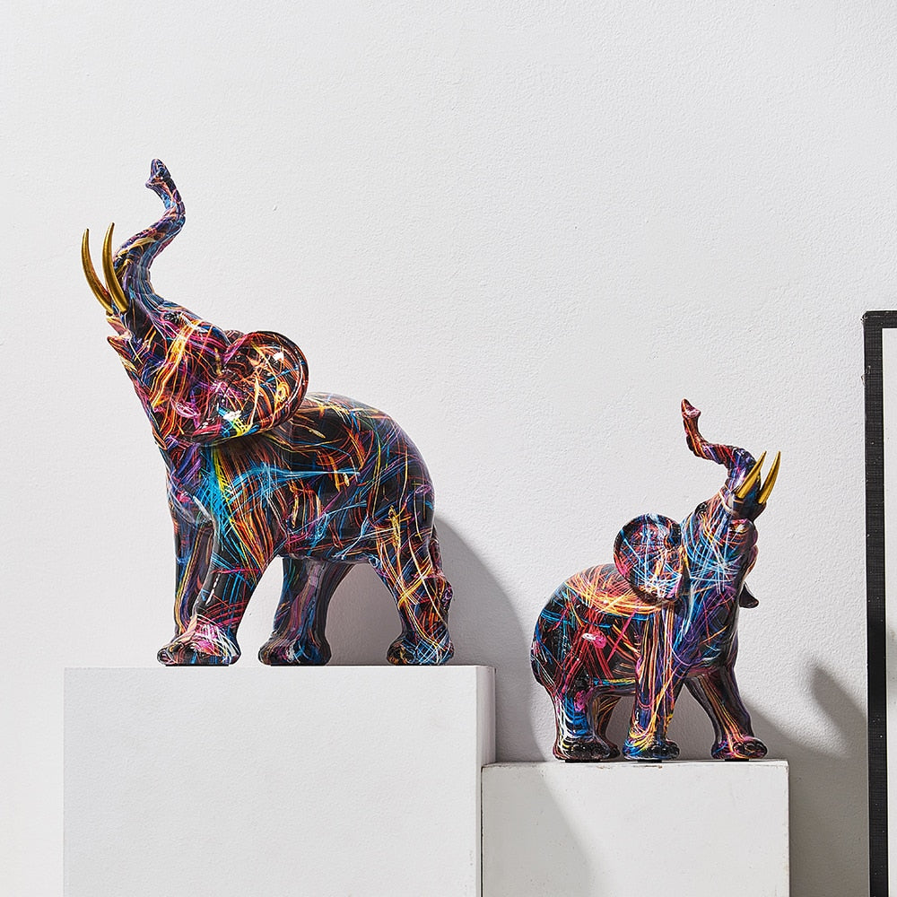 Colourful graffiti elephant decoration
