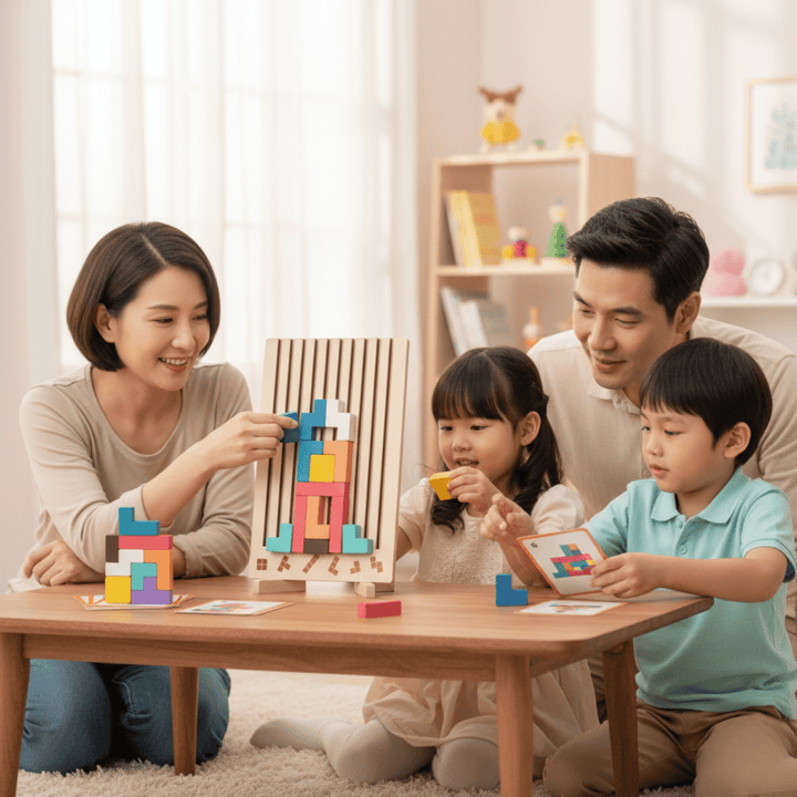Creative stack waste in wood for children