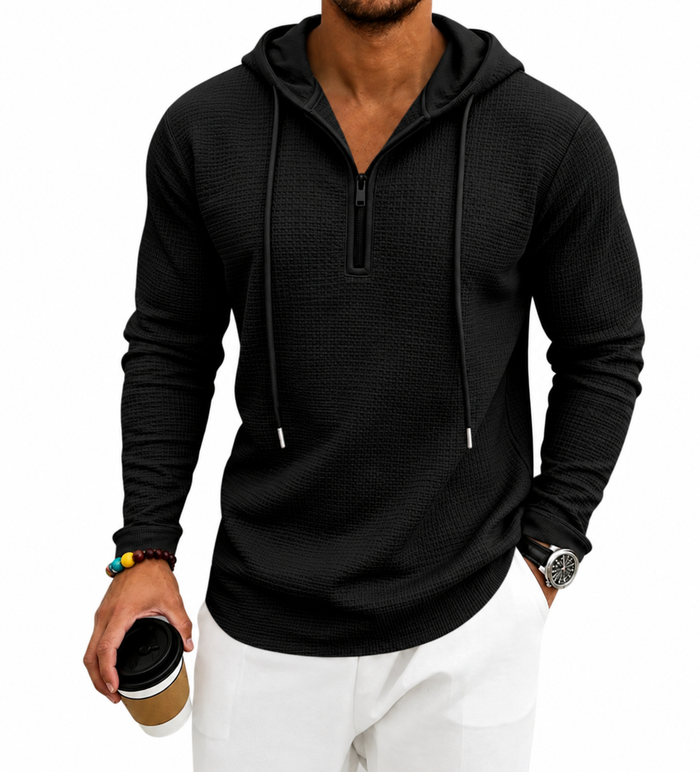 Stylischer Waffel-Hoodie mit langen Ärmeln für Herren