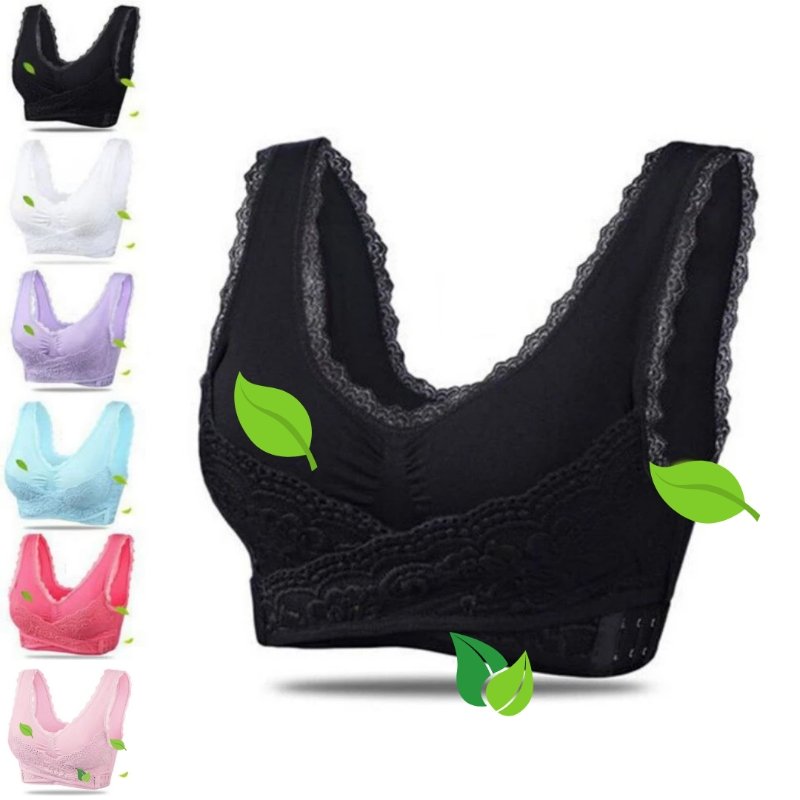 Women's Wire-Free Lace Bra with Adjustable Cross-Back Straps