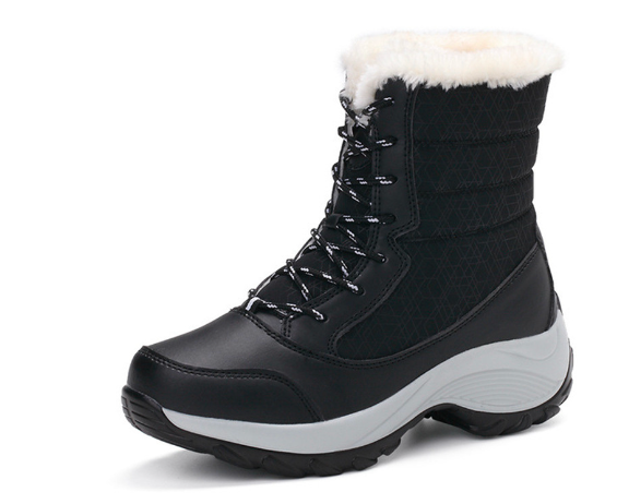 Damen-Schneestiefel mit Schnürung und Kunstfellbesatz