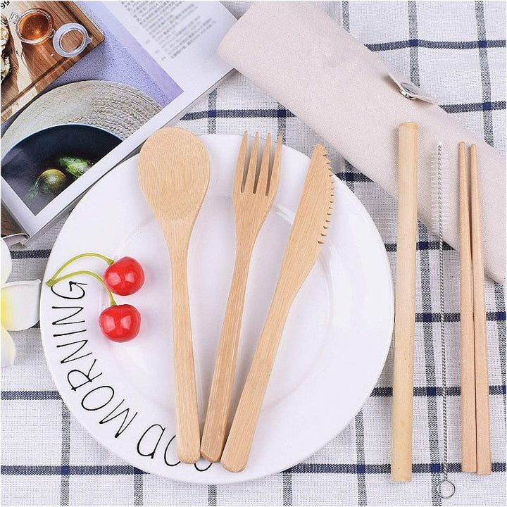 Reusable Bamboo Cutlery Set for Eco-Conscious Adventurers